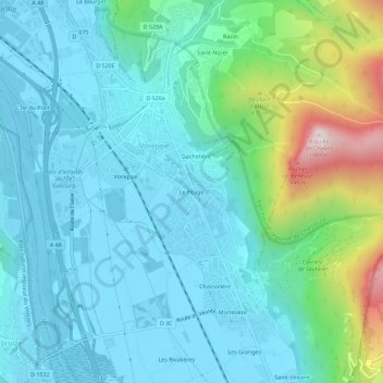 Mapa topográfico Le Péage, altitud, relieve