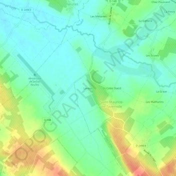 Mapa topográfico Lavaud, altitud, relieve