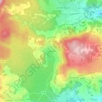 Mapa topográfico La Cassière, altitud, relieve