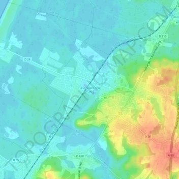 Mapa topográfico Leus Cases dou Lac, altitud, relieve