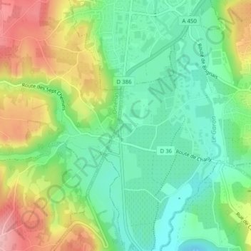 Mapa topográfico Les Sept Chemins, altitud, relieve