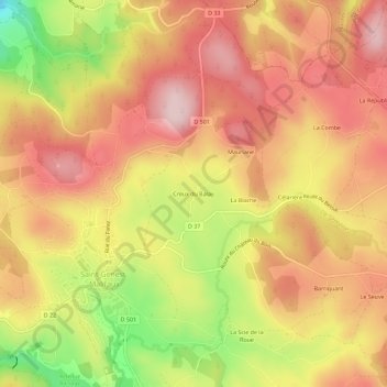 Mapa topográfico Creux du Balay, altitud, relieve