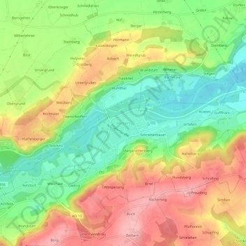 Mapa topográfico Hirten, altitud, relieve