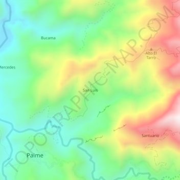 Mapa topográfico San Luis, altitud, relieve