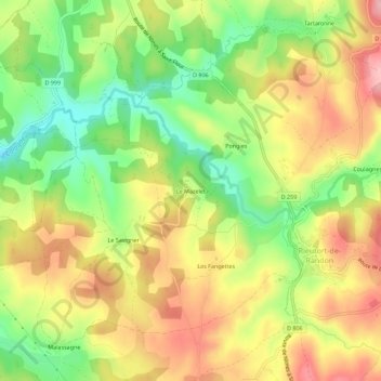 Mapa topográfico Le Mazelet, altitud, relieve