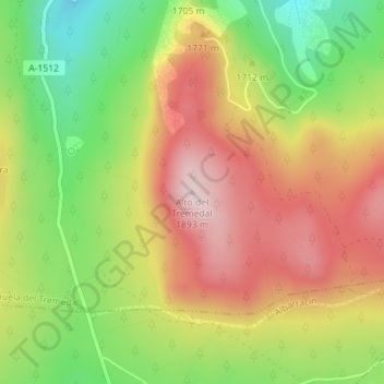 Mapa topográfico Alto del Tremedal, altitud, relieve