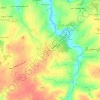 Mapa topográfico La Jubaudière, altitud, relieve