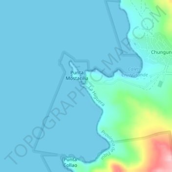 Mapa topográfico Puerto Cruz Grande, altitud, relieve