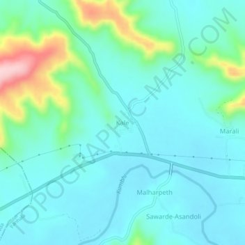 Mapa topográfico Kale, altitud, relieve