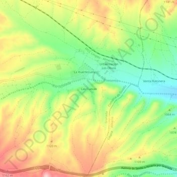 Mapa topográfico Las Cuevas, altitud, relieve