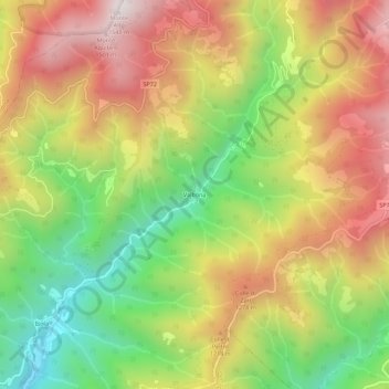 Mapa topográfico Valbona, altitud, relieve