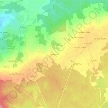 Mapa topográfico Guilguerois, altitud, relieve