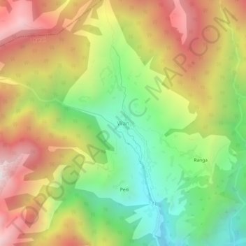 Mapa topográfico Wan, altitud, relieve