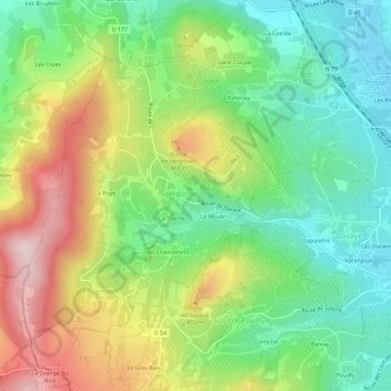 Mapa topográfico Les Nambrets, altitud, relieve