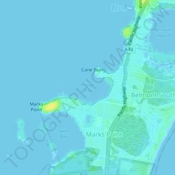 Mapa topográfico Village Bay, altitud, relieve
