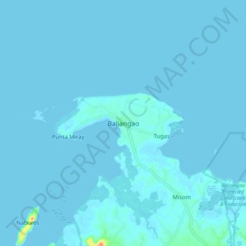 Mapa topográfico Baliangao, altitud, relieve