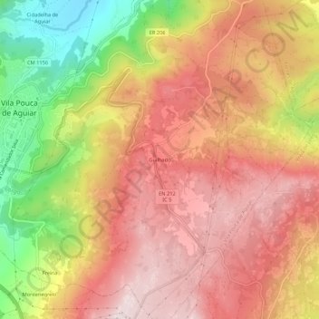 Mapa topográfico Guilhado, altitud, relieve