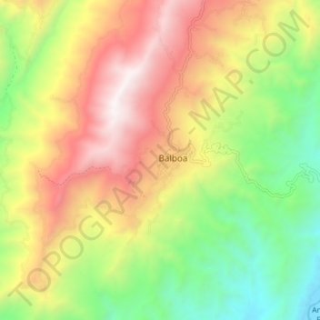 Mapa topográfico Balboa, altitud, relieve