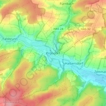 Mapa topográfico Prölsdorf, altitud, relieve