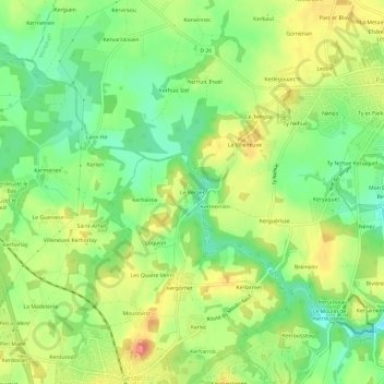 Mapa topográfico Le Verger, altitud, relieve