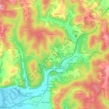 Mapa topográfico Faye, altitud, relieve
