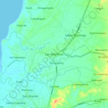 Mapa topográfico San Ildefonso, altitud, relieve