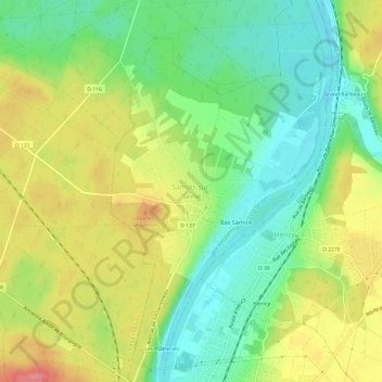Mapa topográfico Samois-sur-Seine, altitud, relieve