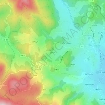 Mapa topográfico Seytive, altitud, relieve