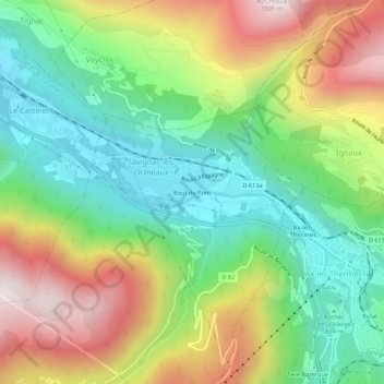 Mapa topográfico Bout du Pont, altitud, relieve