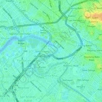 Mapa topográfico Morales, altitud, relieve