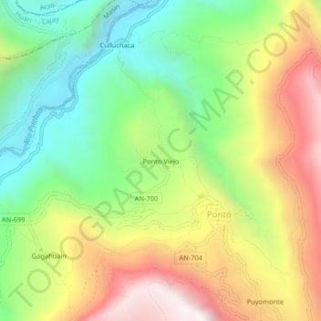 Mapa topográfico Ponto Viejo, altitud, relieve