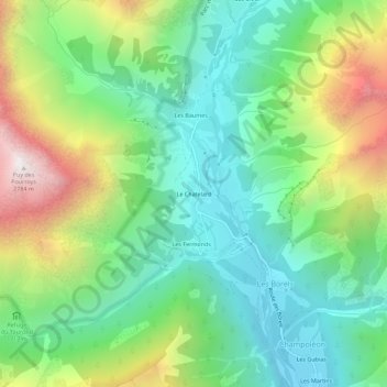 Mapa topográfico Le Chatelard, altitud, relieve