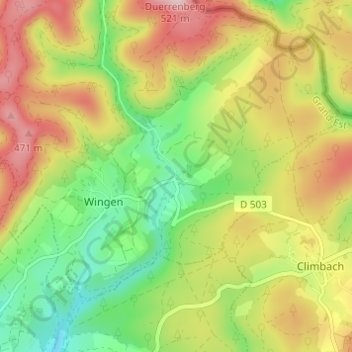 Mapa topográfico Petit Wingen, altitud, relieve