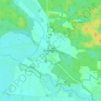 Mapa topográfico Eldenburg, altitud, relieve