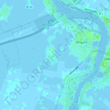 Mapa topográfico Bingumgaste, altitud, relieve