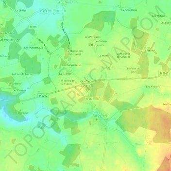 Mapa topográfico La Chênaie, altitud, relieve