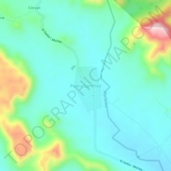Mapa topográfico Pedro Sánchez, altitud, relieve