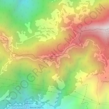 Mapa topográfico Topo Castillo Blanco, altitud, relieve