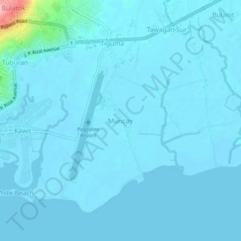 Mapa topográfico Muricay, altitud, relieve