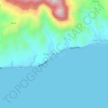 Mapa topográfico Dela Paz Proper, altitud, relieve