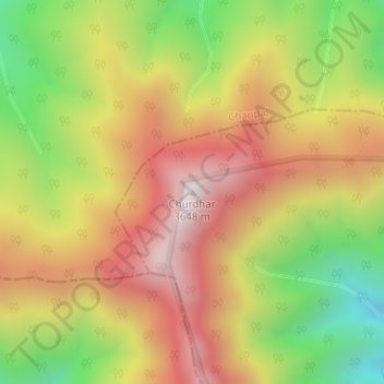Mapa topográfico Churdhar, altitud, relieve