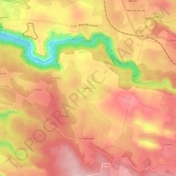 Mapa topográfico Saint-Cyr, altitud, relieve