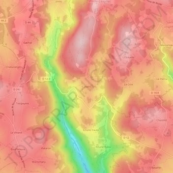Mapa topográfico Cubelle, altitud, relieve