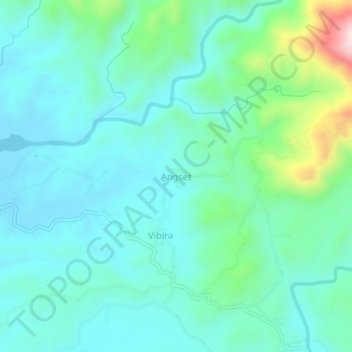 Mapa topográfico Angset, altitud, relieve