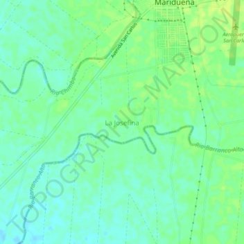 Mapa topográfico La Josefina, altitud, relieve