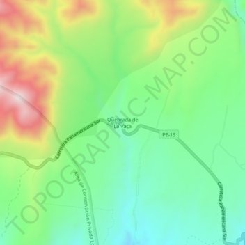 Mapa topográfico Quebrada de La Vaca, altitud, relieve