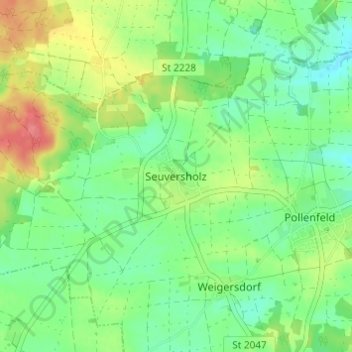 Mapa topográfico Seuversholz, altitud, relieve