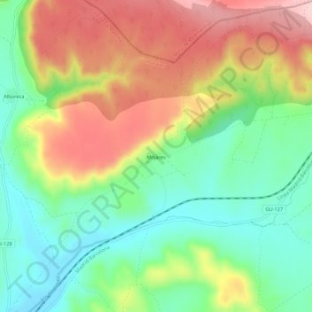 Mapa topográfico Mojares, altitud, relieve