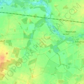 Mapa topográfico Ahof, altitud, relieve
