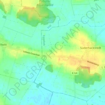 Mapa topográfico Koxbüll, altitud, relieve
